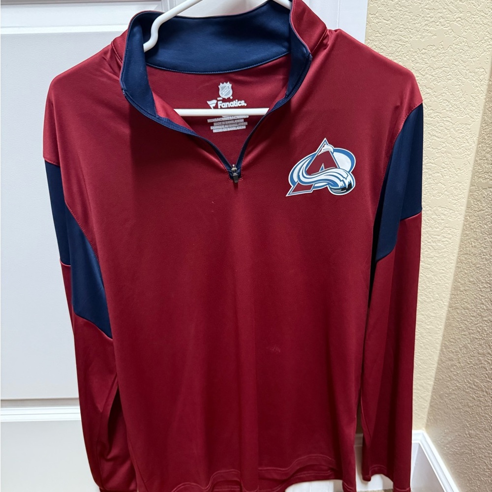 Colorado Avalanche Fanatics Burgundy and Navy Quarter-Zip Pullover